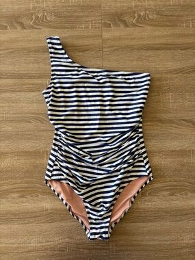 J.Crew Sleek Ruched One-Shoulder One-Piece Swimsuit size 12